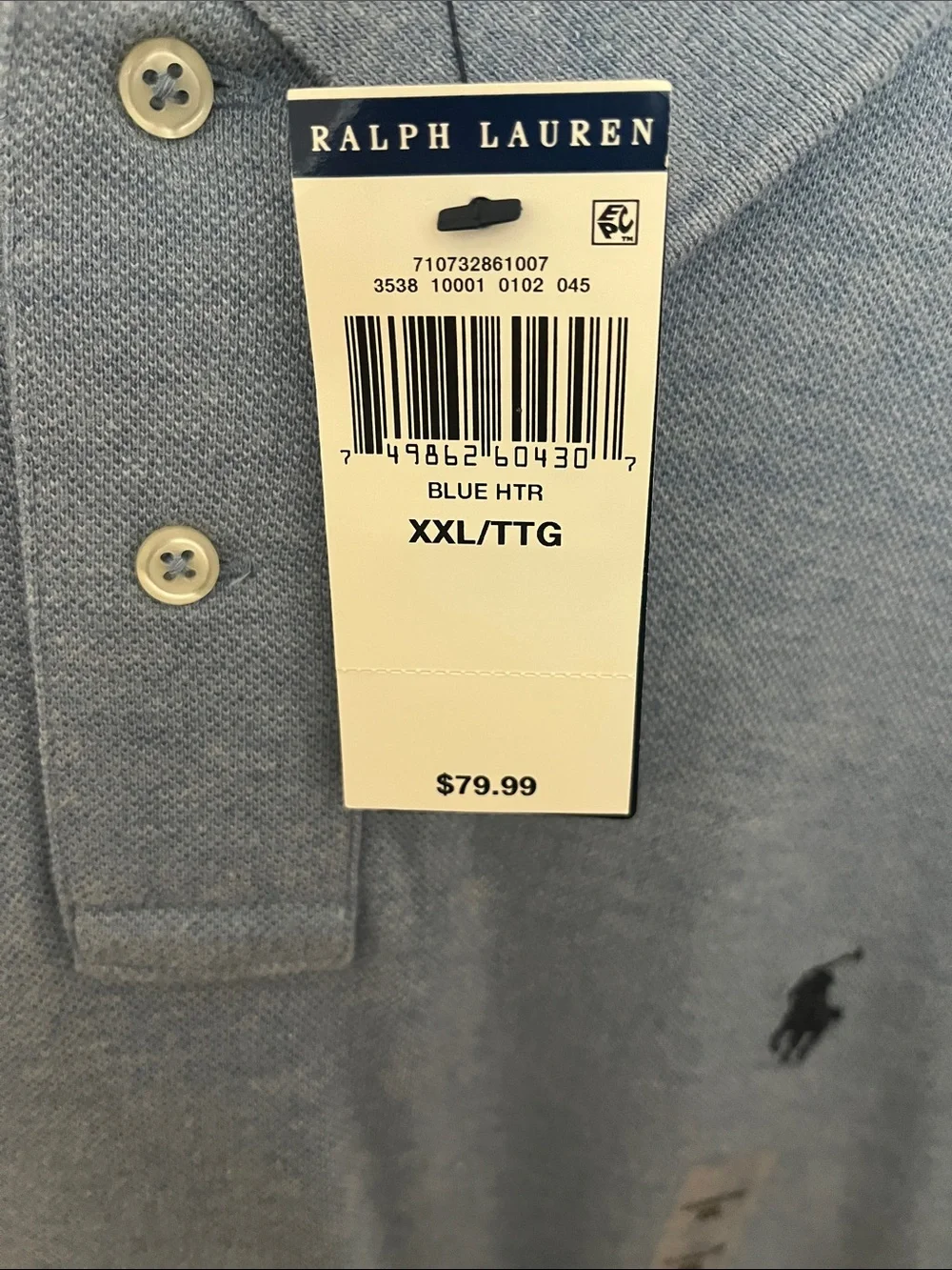 Ralph Lauren Men’s Long-Sleeve Polo Shirt - Light Blue and Black